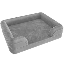 Dog Bed Kimba - orthopaedic, thick padding, raised edge, washable cover | Grey | grey | L | 1