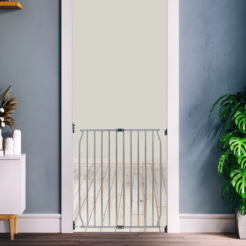 image 1 of Safetots Eco Screw Fit Baby Gate, Grey, 110cm - 120cm, Stair Gate for Toddler and Baby, Screw Fit Safety Barrier, Easy Installation Safety Gate