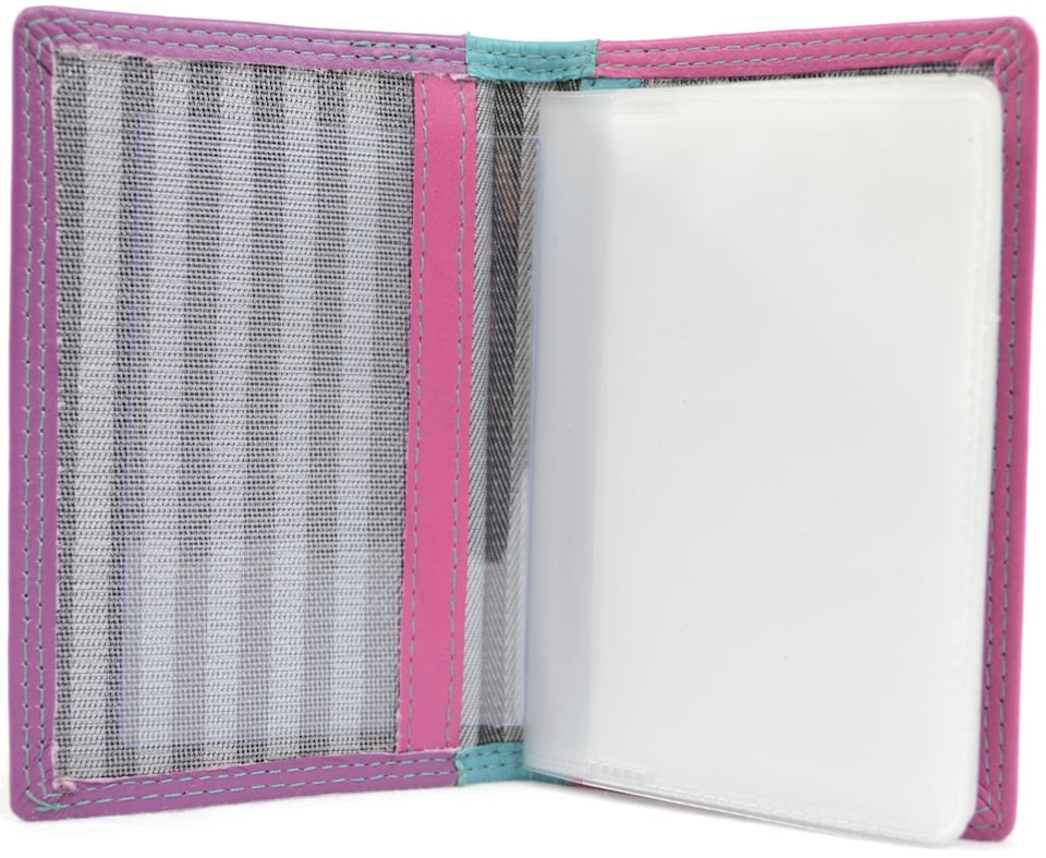 image 1 of London Leathergoods Unisex Soft Leather Credit Card/Travel Card Holder/Wallet | Purple | Sunset