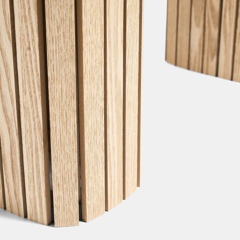 image 1 of OHS Ribbed Curved Home Furniture Living Room Decor Coffee Table Multi | Light Wood and Black