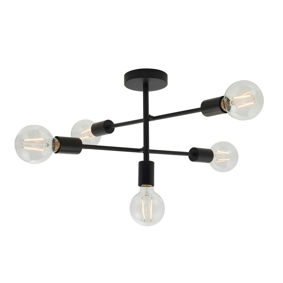 image 1 of Studio 5 Light Semi Flush Light Matt Black, E27