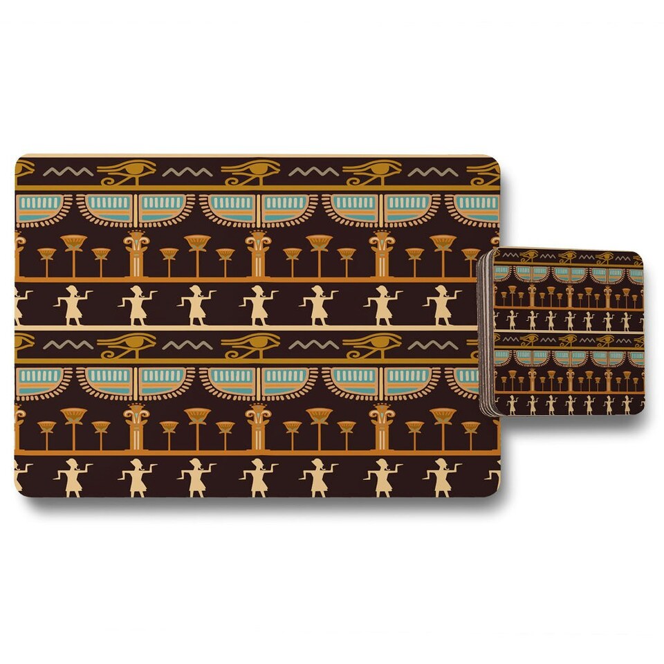 image 1 of Orange & Black Hieroglyphs (Placemat & Coaster Set)