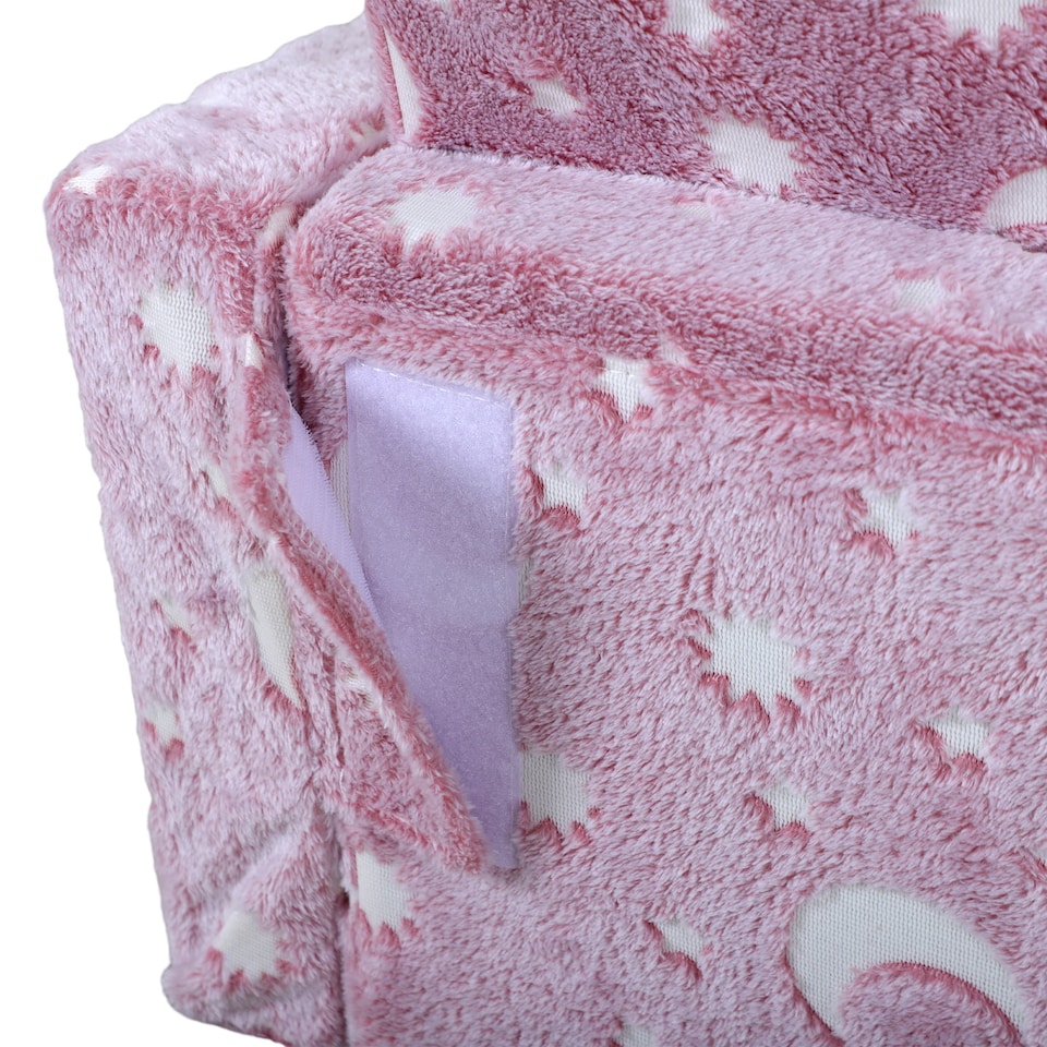 image 1 of AIYAPLAY Kids Sofa Bed, Folding Toddler Armchair, Glow in The Dark Star Moon | Pink | One Size
