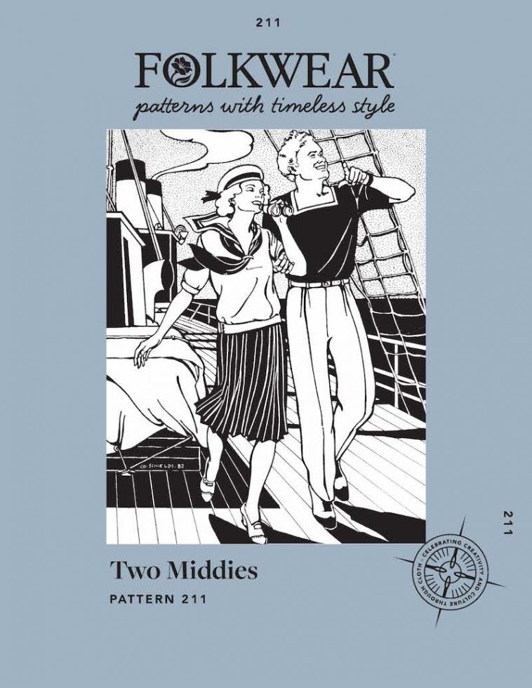Folkwear Patterns Two Middies Top Paper Sewing Pattern â Womenâs & Menâs Top, UK Sizes Women's XSâ2XL; Men's Sâ2XL, Intermediate