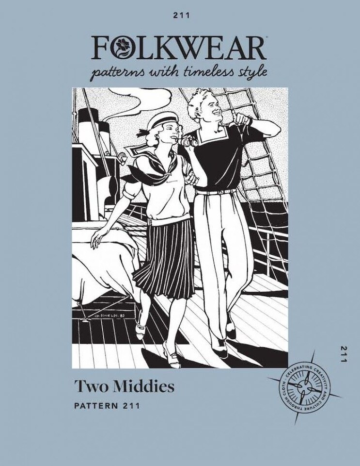 image 1 of Folkwear Patterns Two Middies Top Paper Sewing Pattern – Women’s & Men’s Top, UK Sizes Women's XS–2XL; Men's S–2XL, Intermediate