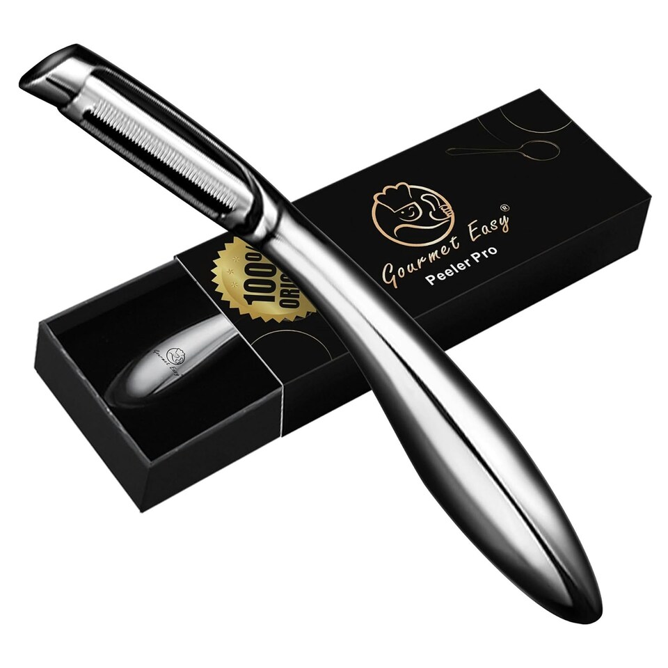 image 1 of Gourmet Easy Stainless Steel I Peeler with Ergonomic Non-Slip Handle
