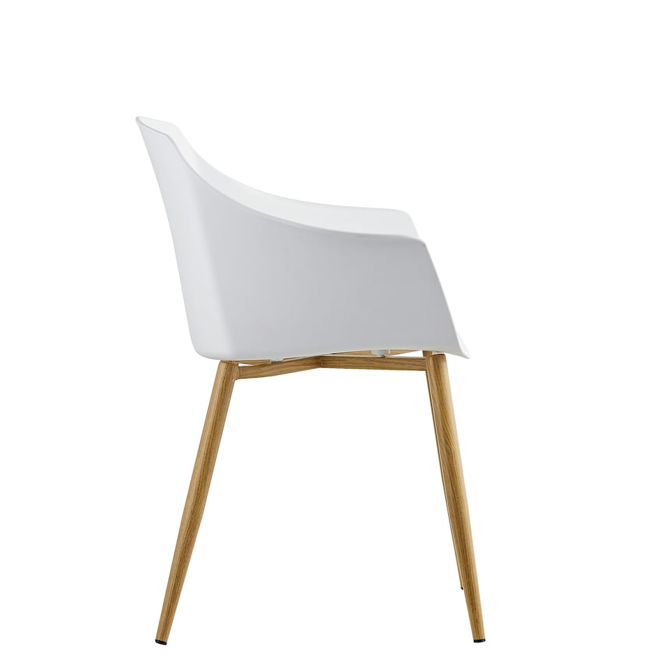 image 1 of Single Eden Modern Dining Chair, Faux Leather Padded Cushion & Solid Wooden Legs White