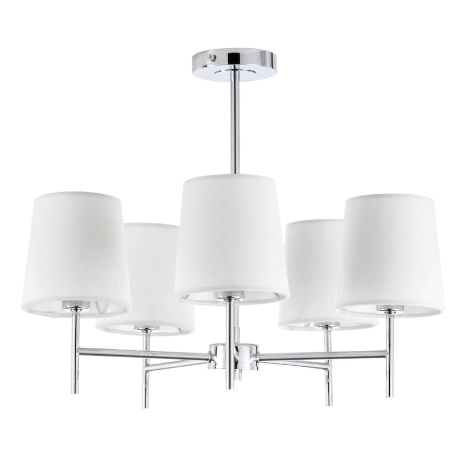 image 1 of BHS Mira 5 Light Ceiling Light with Natural Shades, Chrome