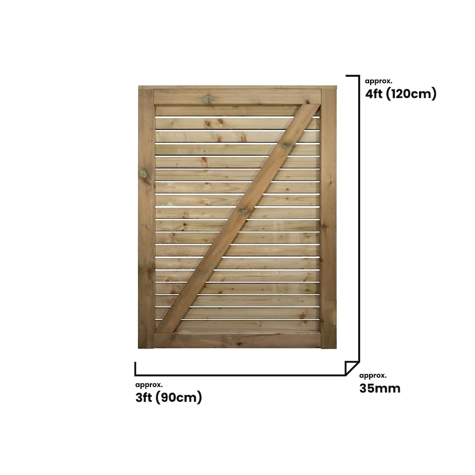 image 1 of Roma Slatted Garden Gate 4ft x 3ft Treated Wooden Decorative Venetian-Style Door