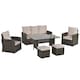image 1 of Outsunny 6 PCS Outdoor Rattan Sofa Furniture Sets with Footstool Cushions Brown