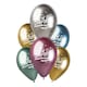 image 1 of Assorted Colour Happy Birthday Shiny Metallic Latex Balloons 33cm / 13 in - Pack of 6