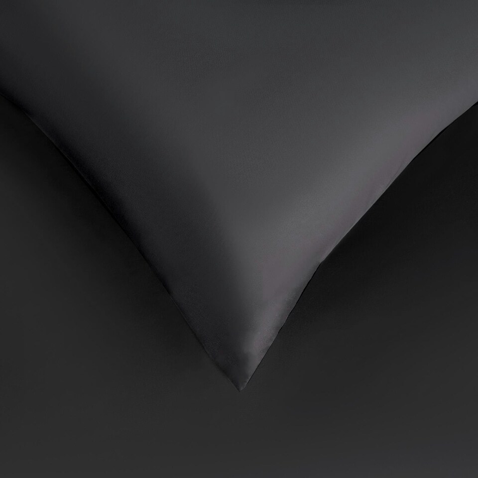 image 1 of OHS 100% Cotton 400TC Luxury Duvet Cover and Pillowcase Set, Single - Charcoal