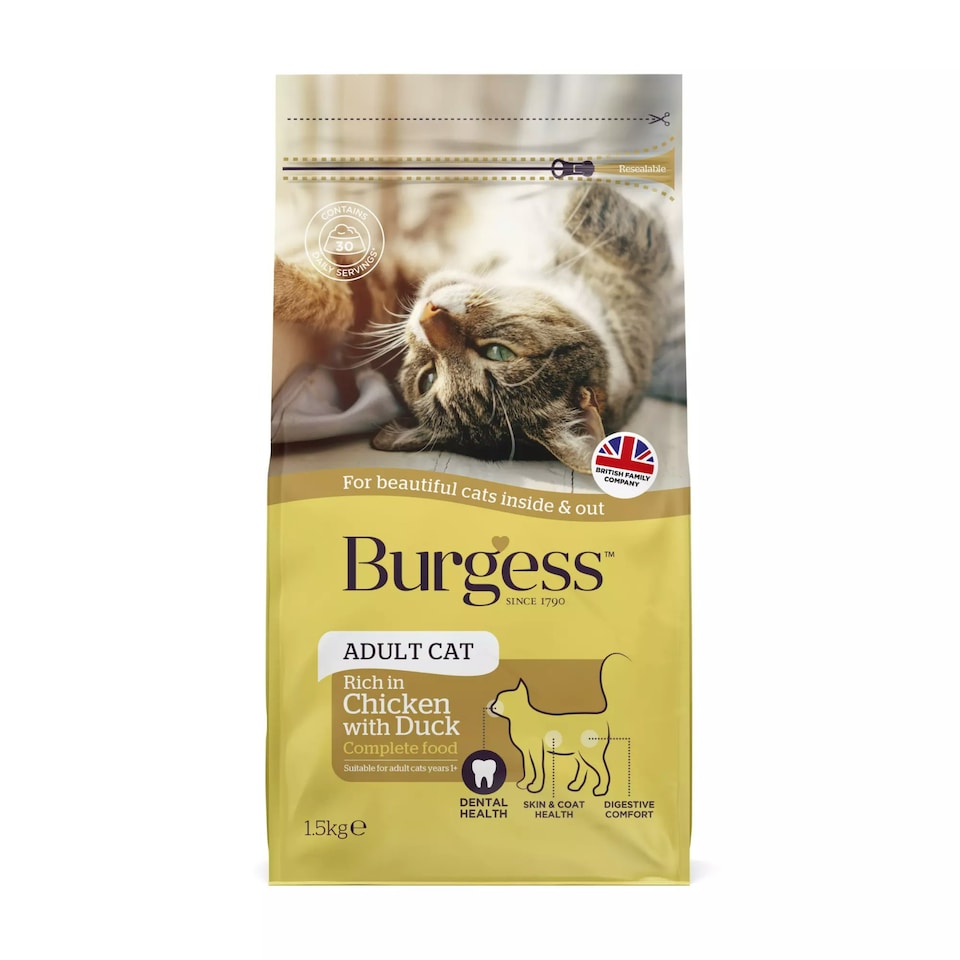 image 1 of Burgess Adult Cat Chicken And Duck - 1.5KG