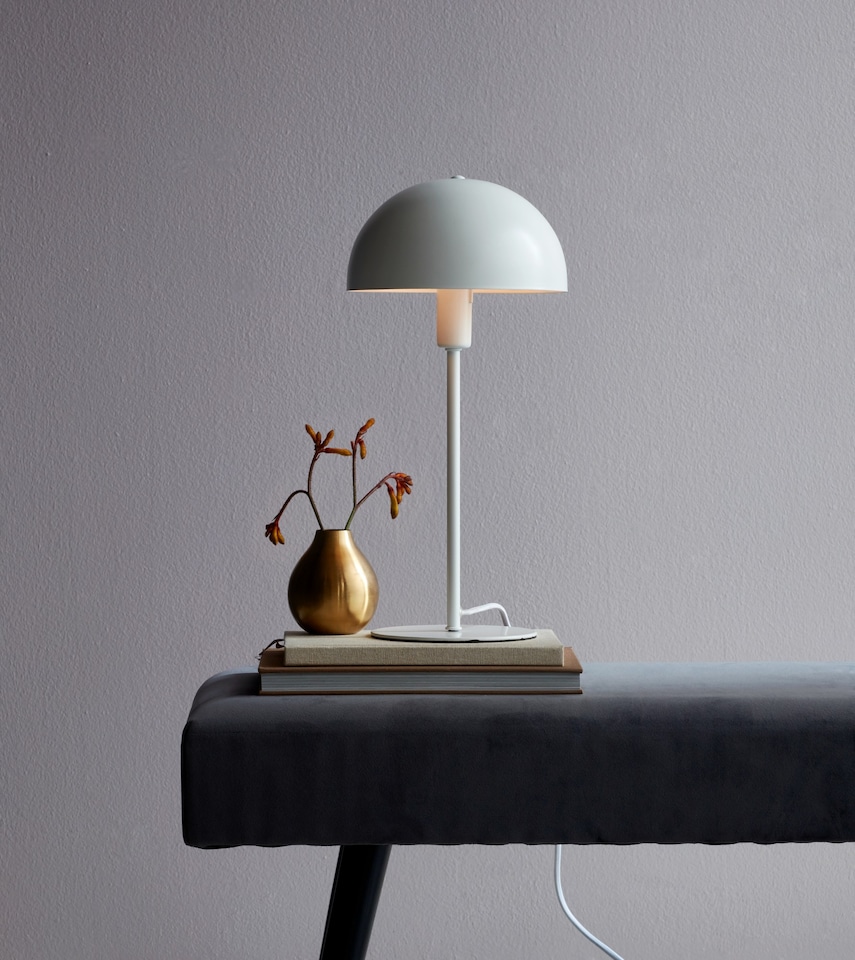 image 1 of Nordlux Ellen Indoor Table Lamp White Metal E14 Dome Shade - Mains Powered, IP20 | White | White
