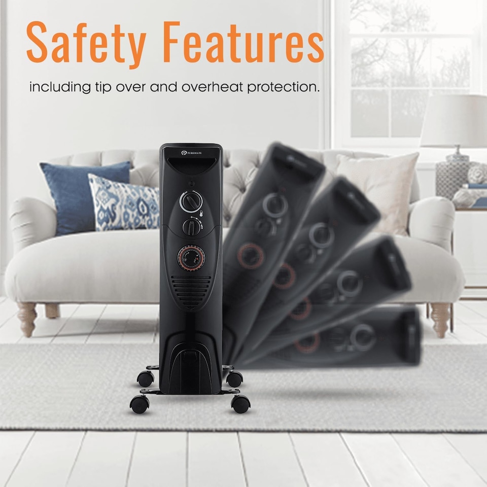 image 1 of 2500W Oil Filled Radiator with 11 Fins Black