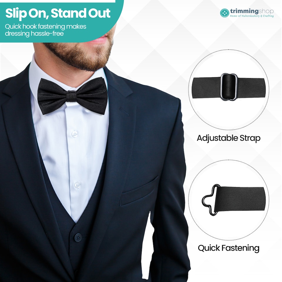 image 1 of Mens Bow Ties Colourful Plain Solid Satin Polyester Stylish Bow Ties