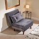 image 3 of Single Sofa Bed Folding Chair Velvet Wooden Legs One Pillow | Grey | One Size