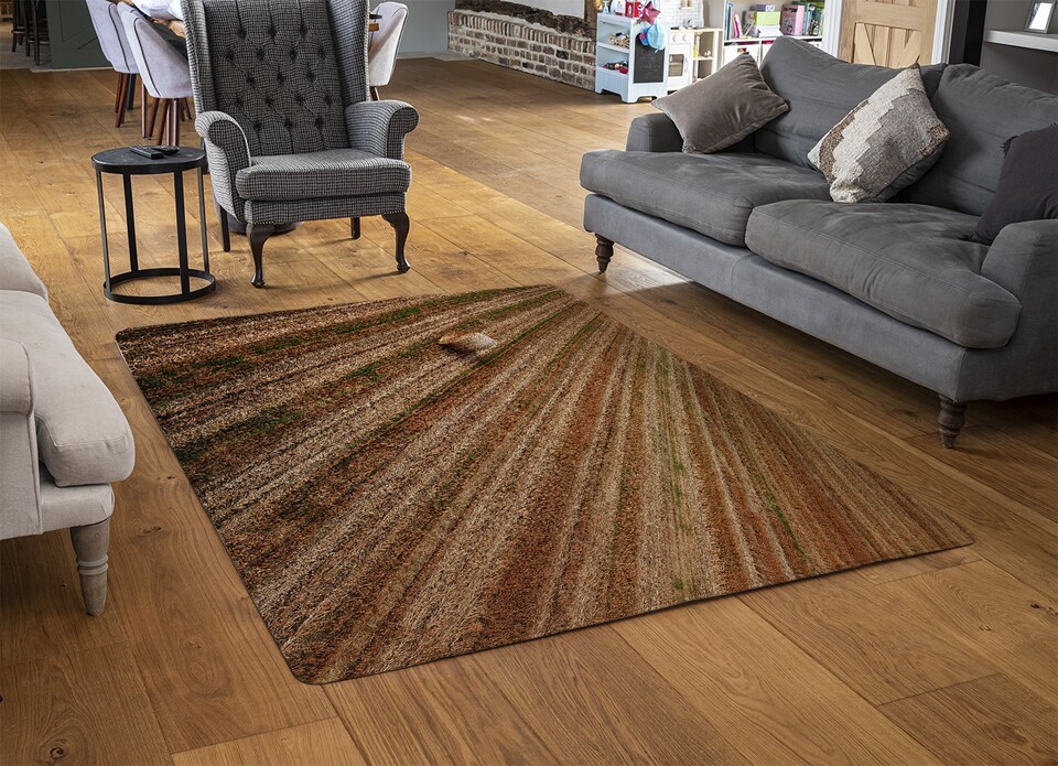 image 1 of Aerial View Of Hay Bale Fields Designer Rug | Multi