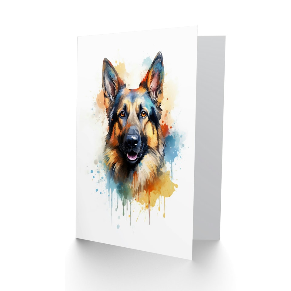 image 1 of Dog Lover German Shepherd Colourful Watercolour Portrait Greeting Card