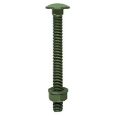 Timco - Carriage Bolts Hex Nuts & Form A Washers - Dome - Exterior - Green (Size M10 x 150 - 10 Pieces)