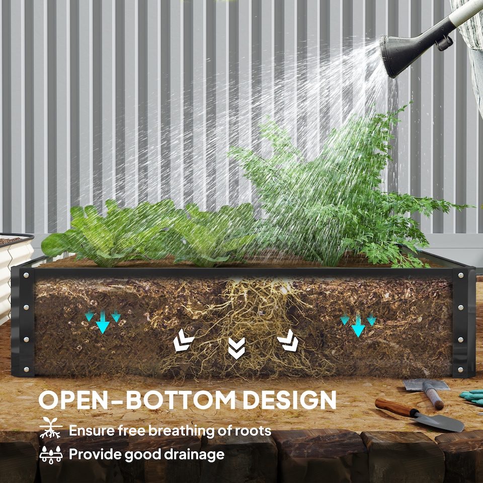 image 1 of Outsunny Raised Garden Bed Metal Patio Backyard Flower Vegetable Planter Green