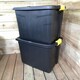 image 2 of 2 x 60L Heavy Duty Storage Tubs Sturdy, Lockable, Stackable and Nestable Design Storage Chests with Clips in Black