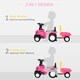 image 3 of HOMCOM Ride On Tractor Toddler Walker Foot To Floor Slider with Horn Storage Steering Wheel for 1-3 Years Old Pink
