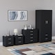 image 3 of Vida Designs Riano 4 Piece Bedroom Set (2 Drawer Bedside Chest, 4 Drawer Chest, 2 Door 2 Drawer Wardrobe), Black (5)