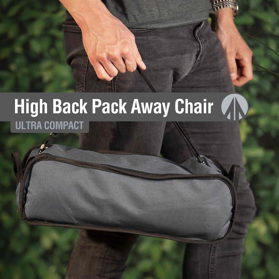 image 1 of VFM e-Store Summit High Back Folding Camping Chairs - Set of 2, Slate Grey - Includes Carry Bag