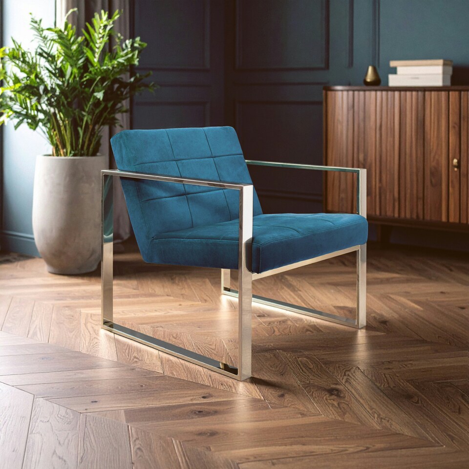 Interiors by Premier Teal Velvet Cocktail Chair, Easy to Adjust Comfy Chair, Effortless Cleaning Small Chair