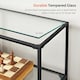 image 6 of 3-Tier Glass Console Table with Steel Frame, Hallway and Living Room Storage Table, Black