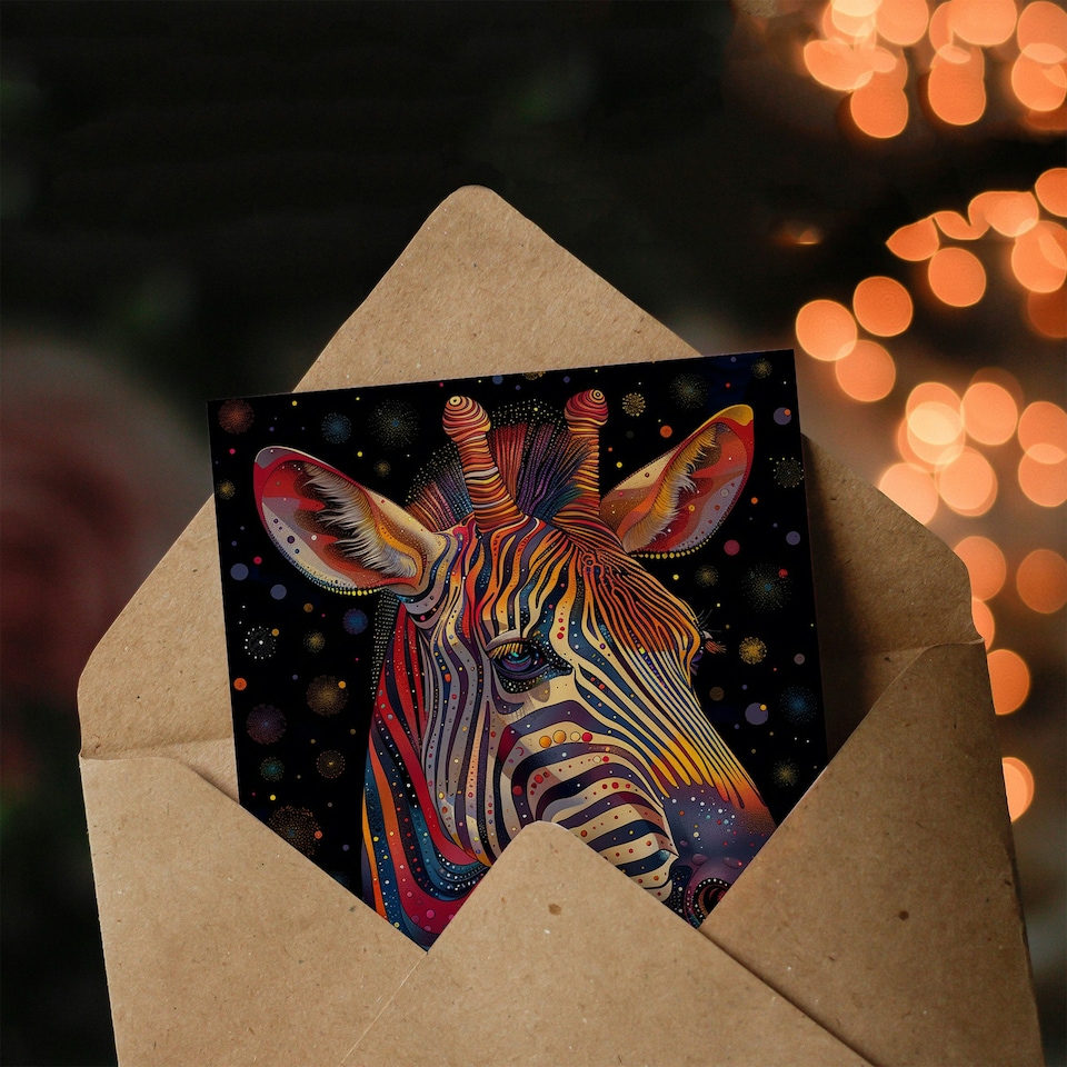 image 1 of Trippy Pattern Modern Folk Woman Zebra Her Birthday Card