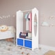 image 3 of Kids MDF Wooden Hanging Clothes Rail Wardrobe Storage Shelves with Inserts Mirror | Blue | Dark Blue