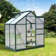 image 2 of Outsunny 6x4ft Walk-In Polycarbonate Greenhouse Plant Grow Galvanized