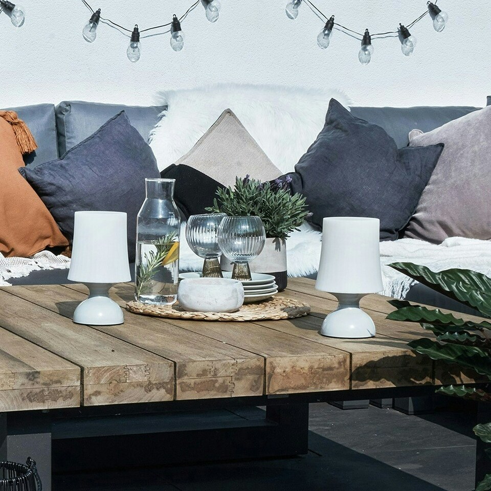 image 1 of ValueLights Colmar Dimmable Painted Grey Table Lamp and LED 2W Bulb