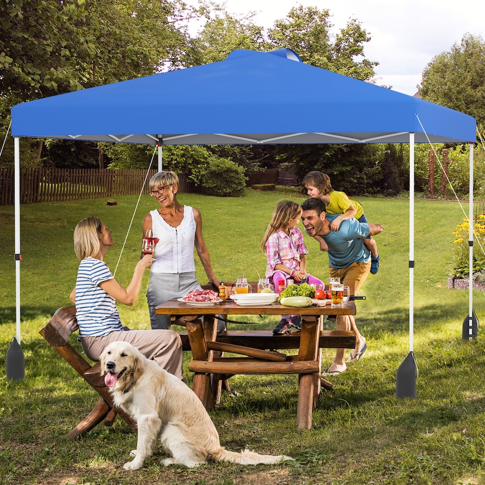 image 1 of COSTWAY 300 x 300 cm Pop up Canopy Tent With Sidewall Blue