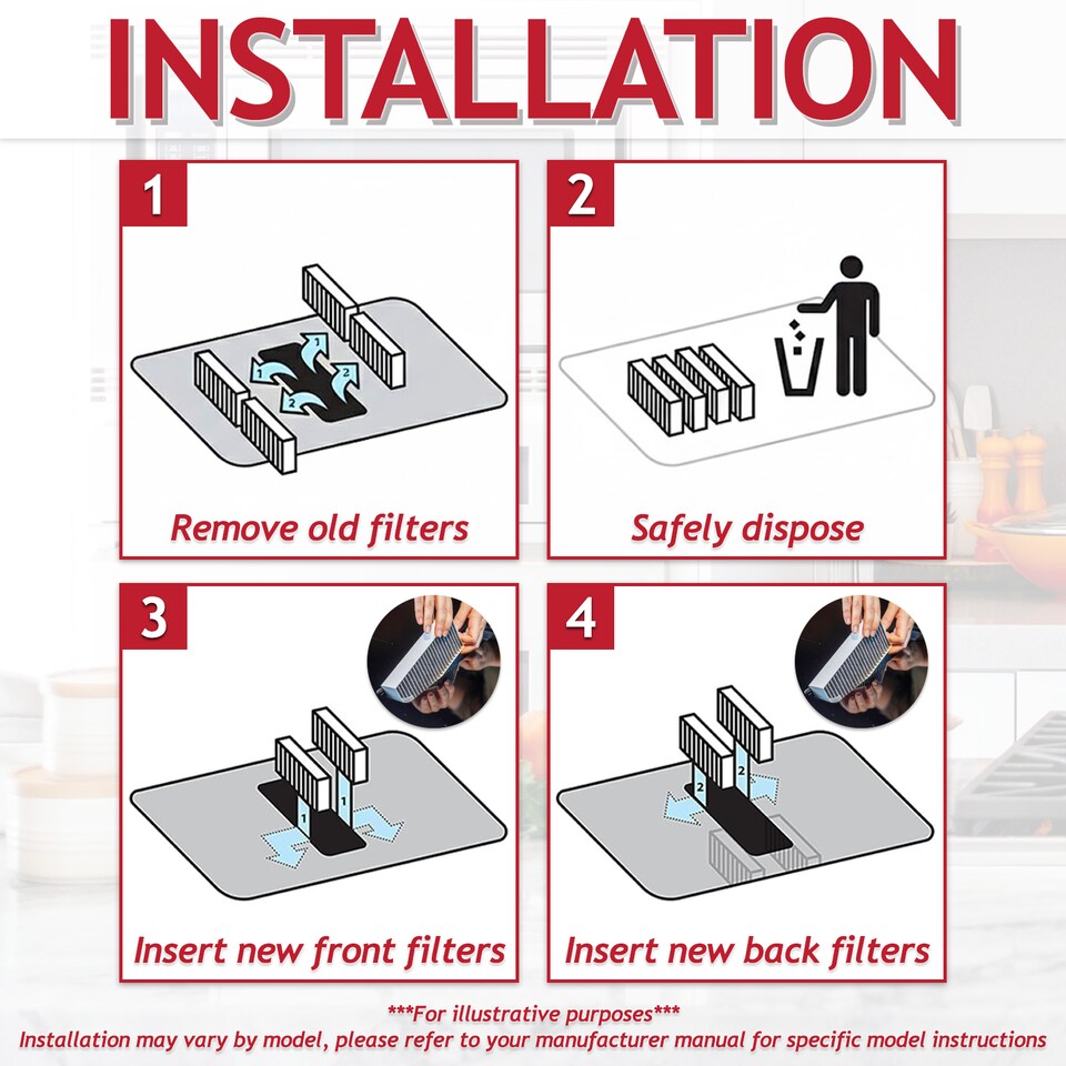 image 1 of SPARES2GO Activated Carbon Filter for Neff T48PC7BX2 T48TD7BN2 T58PL6EX2 T58TL6EN2 Cooker Hood (Pack of 8 Filters)