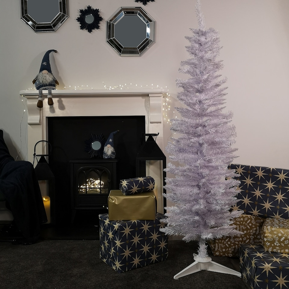image 1 of 5ft (150cm) White Pencil Pine Christmas Tree with 236 Tips