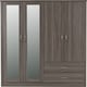 image 2 of Lisbon 4 Door Wardrobe - L53.5 x W157 x H187 cm - Black Wood Grain Black