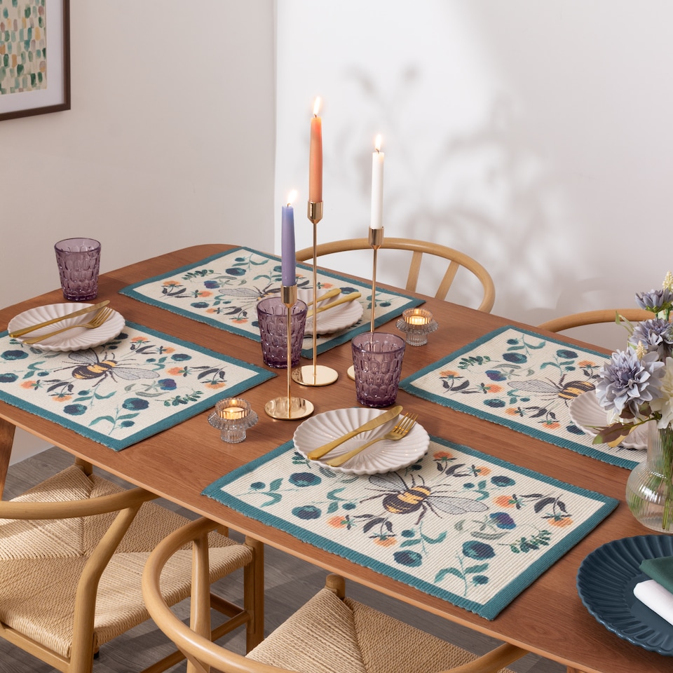Wylder Wild Garden Set of 4 Indoor/Outdoor Placemats, Multicoloured, 46 x 36cm