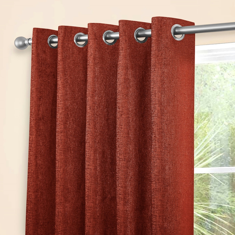 image 1 of Amberley Eyelet Thermal Door Curtain 66" x 84" - Terracotta