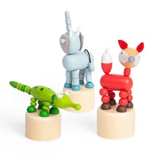 Animal Push Ups - Elephant, Crocodile and Fox | Brown | Multicoloured