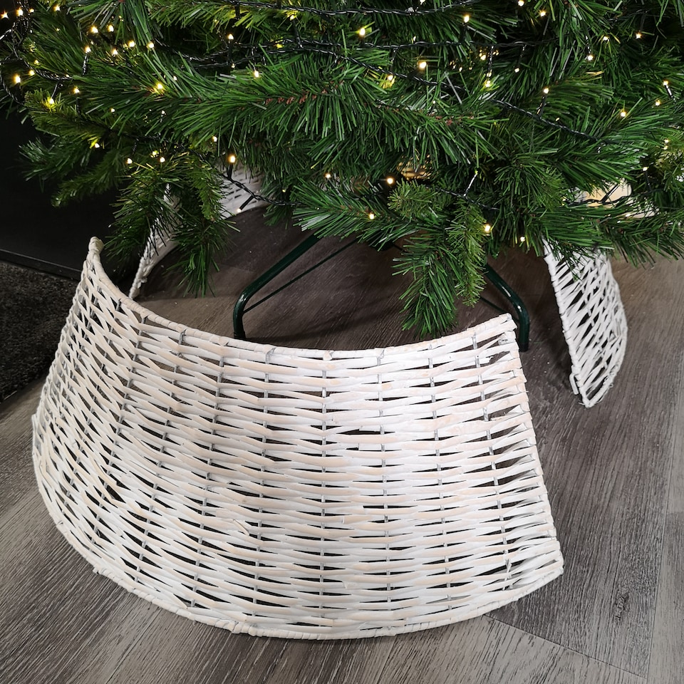 image 1 of 48/70cm Samuel Alexander KD Willow Christmas Tree Skirt Wicker Rattan- Large White Wash