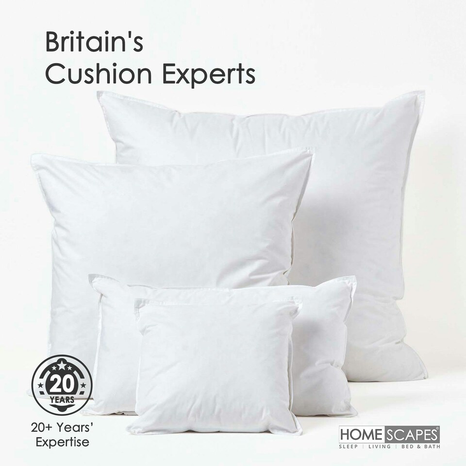 image 1 of Homescapes Luxury Super Microfibre Cushion Pad Insert Inner 45 x 45 cm (18 x 18 inches) - Pack of 2 | White | 45 x 45 cm (18 x 18")