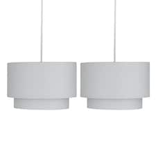 Pair of Light Grey 2 Tier Ceiling Light Shades | Grey | Medium | 2