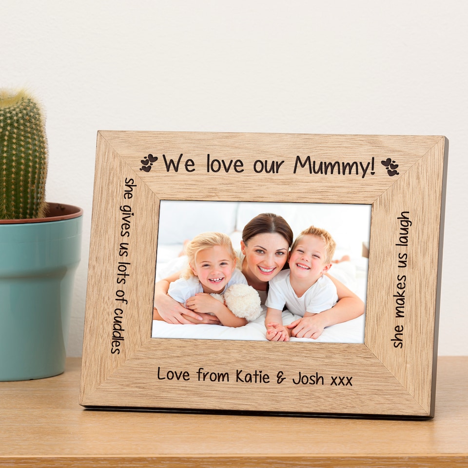 image 1 of Personalised We love our Mummy Wood Picture Frame 6x4 Mothers Day