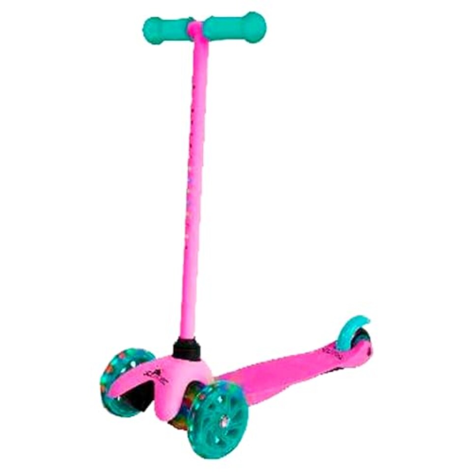 image 1 of Zinc Sparkle Three Wheel Scooter, Adjustable Height, Soft-Touch Handlebars, Light-Up Stem Up Wheels, Non Slip Deck, Pink