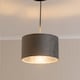 image 3 of ValueLights Reni Small Grey Velvet Chrome Inner Lamp Shade & Bulb | Grey