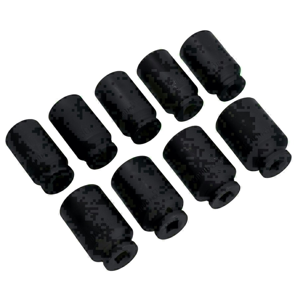 image 1 of 9pc Metric MM Deep Impact Thin Walled Hub Nut Sockets 12 Sided 29 - 38mm