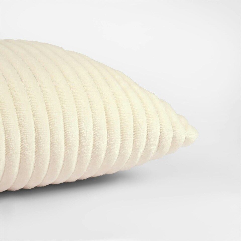 image 1 of OHS 2 x Ribbed Soft Fleece Cushion Covers, 45x45cm - Cream